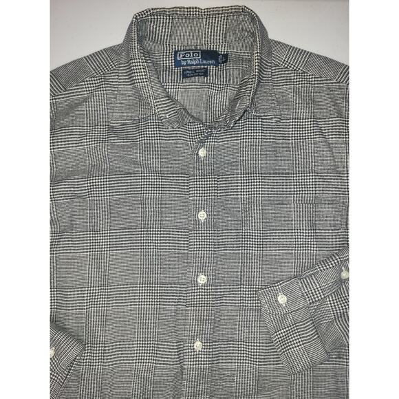 Polo Ralph Lauren Shirt Men's L Black/White Houndstooth Button Up Lowell Sport - Picture 1 of 11